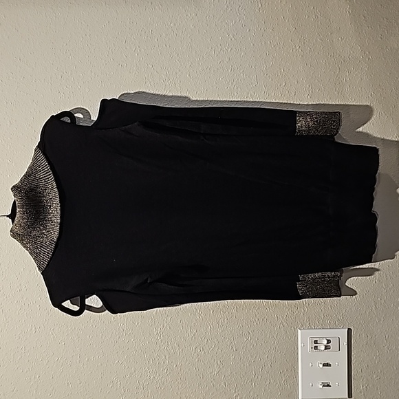 Frank Lyman Black and Gold Cold Shoulder Sweater - Picture 5 of 7